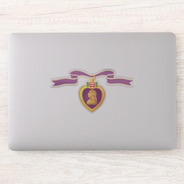 Custom Cut Simple "PURPLE HEART" Vinyl Sticker (Computer)