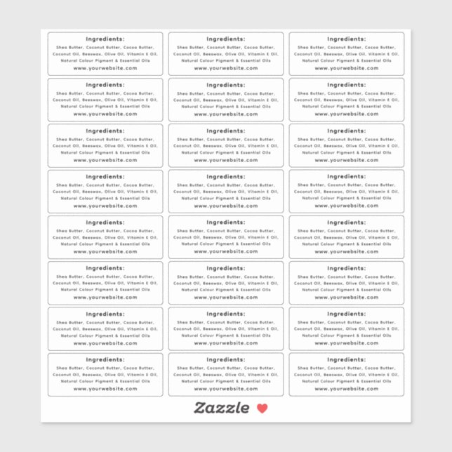 Custom-Cut Small Business Product Ingredient Vinyl Sticker (Sheet)