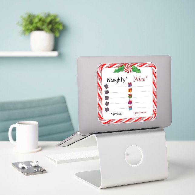 Custom Cut Stickers for the Naughty or Nice (Laptop On Desk)