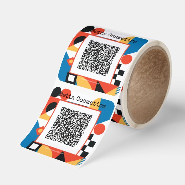 Custom-Cut Vinyl Abstract Geometric QR Code Square Sticker (Roll)