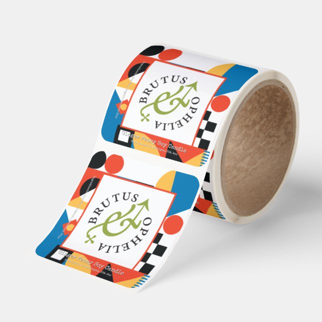 Custom-Cut Vinyl Abstract Geometric Your Logo Here Square Sticker (Roll)