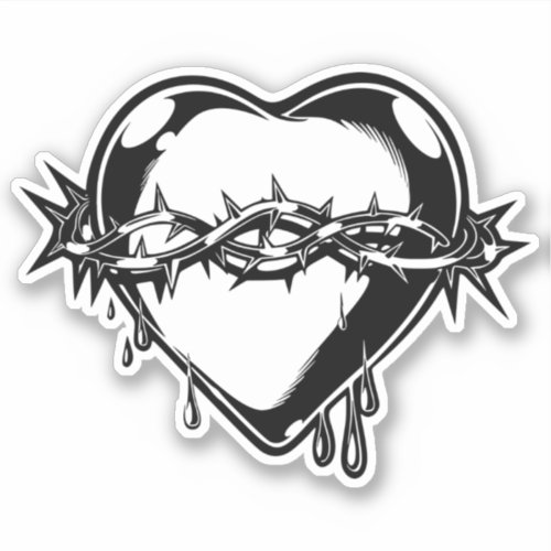 Custom_Cut Vinyl Sticker Barbed Wire Heart 