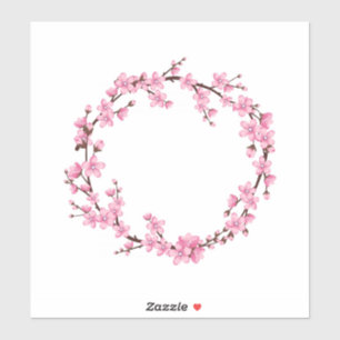 CUSTOM CUT VINYL STICKER : CHERRY BLOSSOM WREATH