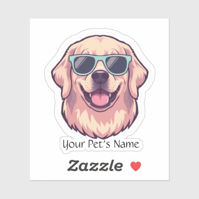 Custom-Cut Vinyl Sticker Cute Golden Retriever wit (Sheet)