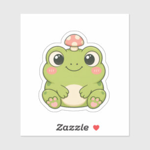 Custom-Cut Vinyl Sticker Cute Kawaii Frog with Mus