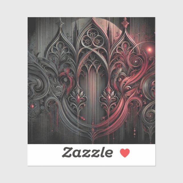 Custom-Cut Vinyl Sticker – Gothic Black and Red Ar (Sheet)