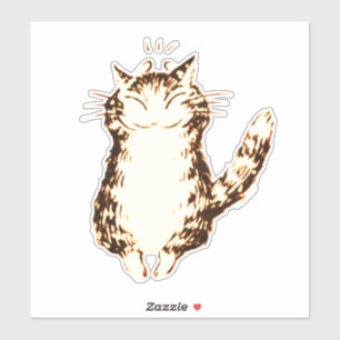 Custom-Cut Vinyl Sticker HAPPY CAT DESIGN