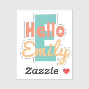 Custom-Cut Vinyl Sticker hello personal name clay