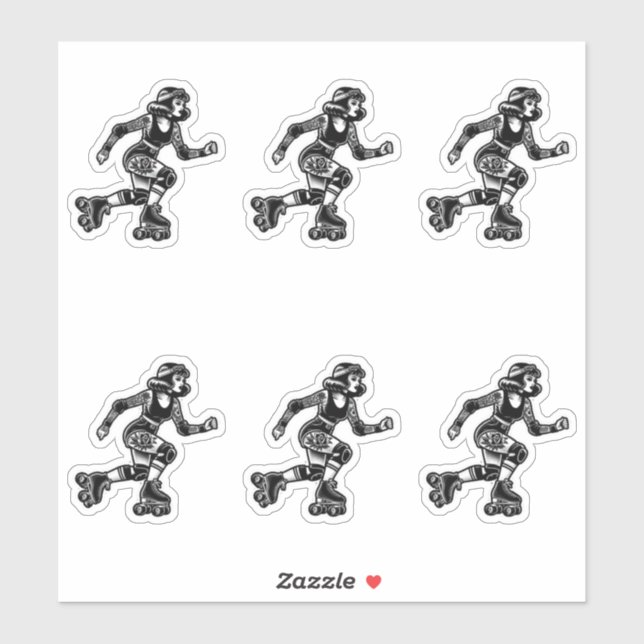 Custom-Cut Vinyl Sticker: Roller Girl Sticker (Sheet)