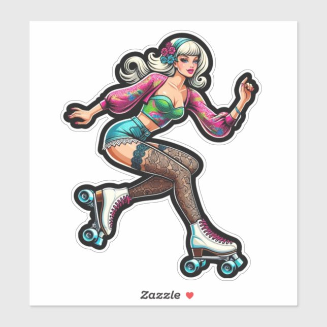 Custom-Cut Vinyl Sticker: Roller Girl Sticker (Sheet)