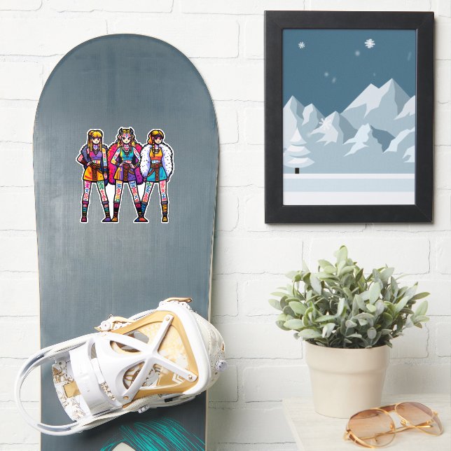 Custom-Cut Vinyl Sticker: Three Warrior Women Sticker (Snowboard)
