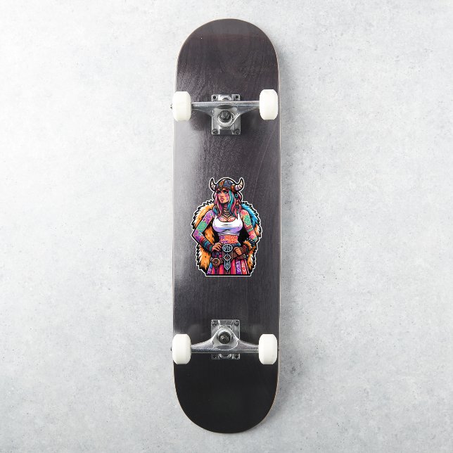 Custom-Cut Vinyl Sticker: Warrior Woman Sticker (Skateboard)