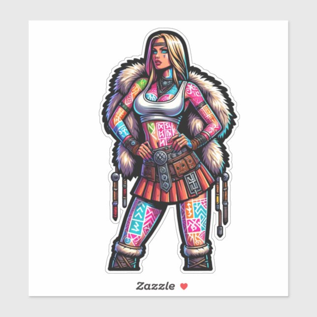Custom-Cut Vinyl Sticker: Warrior Woman Sticker (Sheet)