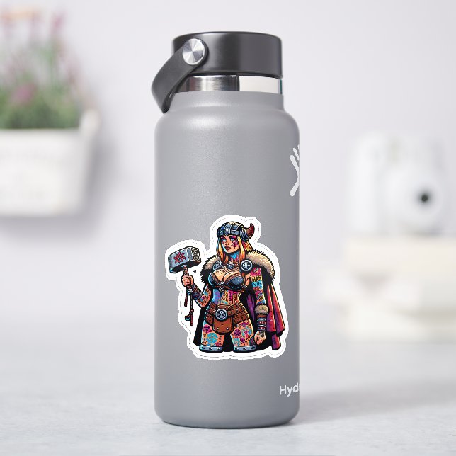 Custom-Cut Vinyl Sticker: Warrior Woman Sticker (HydroFlask)