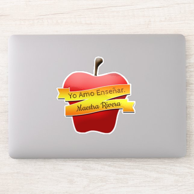 Custom-Cut Vinyl Sticker- Yo amo enseñar Sticker (Computer)