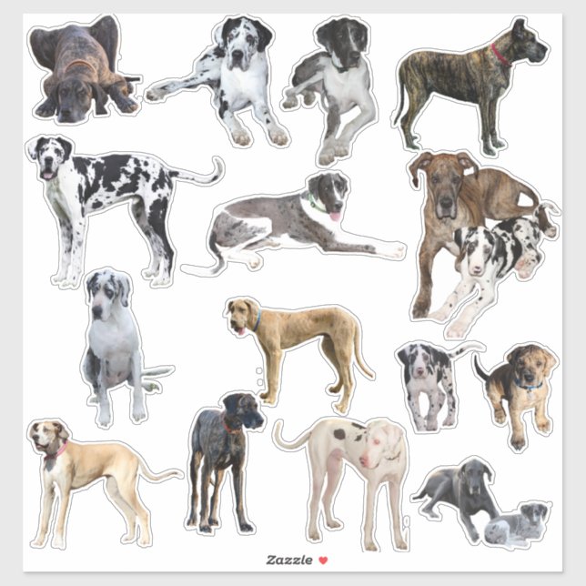 Custom-Cut Vinyl Stickers Great Danes (Sheet)