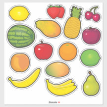 Custom-Cut Vinyl Stickers of a Bunch of Fruit