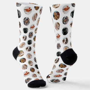 Custom Cute 8-Photo Pet Collage White Socks