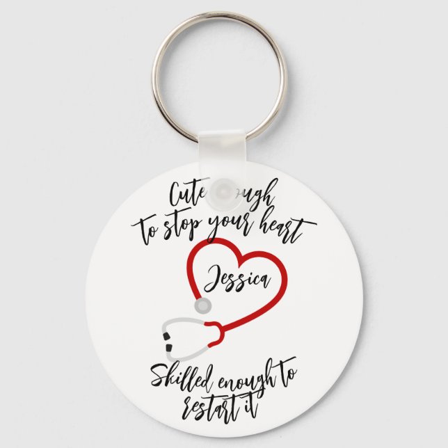 Custom Cute And Skilled Healthcare Worker Keychain (Front)