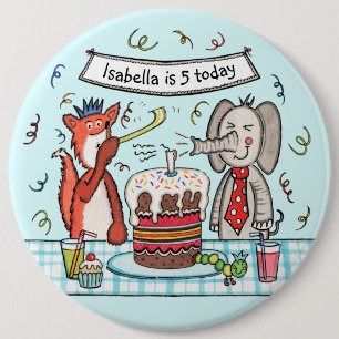 Custom Cute Animals Birthday Age Badge Button