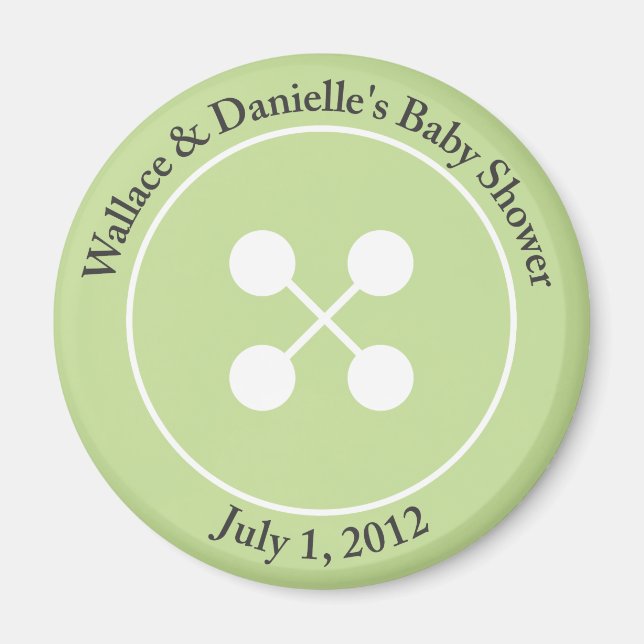 Custom Cute as a Button Baby Shower Magnet Favor (Front)