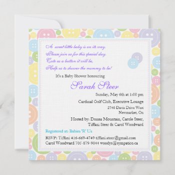 Custom Cute As A Button Twins Baby Shower Invite by OrangeOstrichDesigns at Zazzle