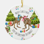 Custom Cute Aussie Kangaroo Christmas Ceramic Ornament
