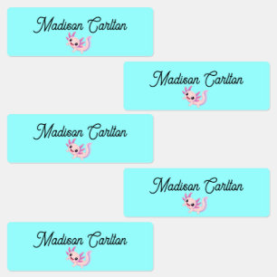 Custom Cute Axolotl Waterproof Name Labels Kids 