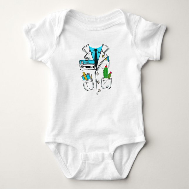 Custom Cute Baby Botanist Badge Science Lab Coat Baby Bodysuit (Front)