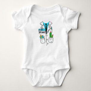 Custom Cute Baby Botanist Badge Science Lab Coat Bodysuit