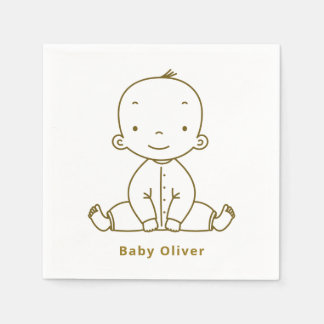 Custom Cute Baby Boy Design Baby Shower Cocktail Napkins