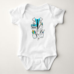 Custom Cute Baby Dentist Name Tag Science Lab Coat Baby Bodysuit