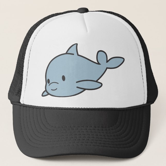 Custom Cute Baby Dolphin Cartoon Trucker Hat (Front)