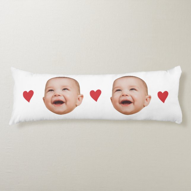 Custom Cute Baby Face One Photo Body Pillow (Front)
