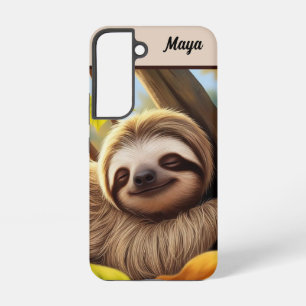 Custom Cute Baby Sloth Sleeping in tree in fall Samsung Galaxy S22 Case