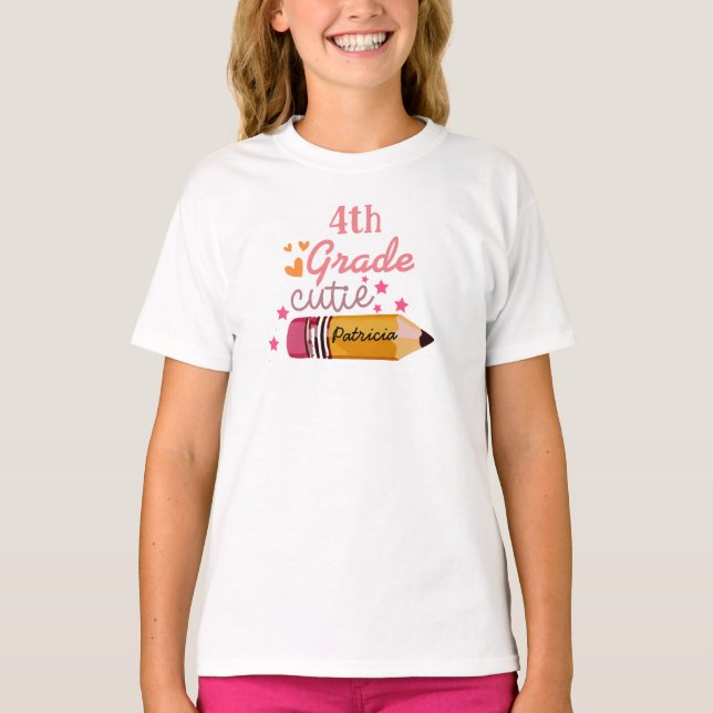 Custom Cute Back To School Pencil for Girls  T-Shirt (Front)
