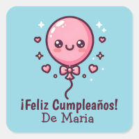 Custom Cute Balloon Cumpleaños Birthday Stickers