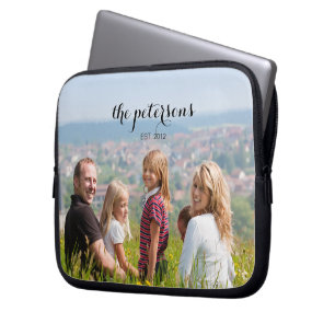 Custom Cute Beautiful Smiling Family Photo College Laptop Sleeve