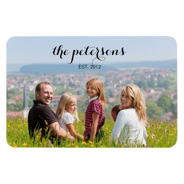 Custom Cute Beautiful Smiling Family Photo College Magnet (Horizontal)