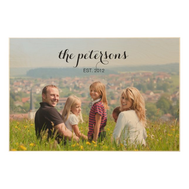 Custom Cute Beautiful Smiling Family Photo College Wood Wall Art (Front)
