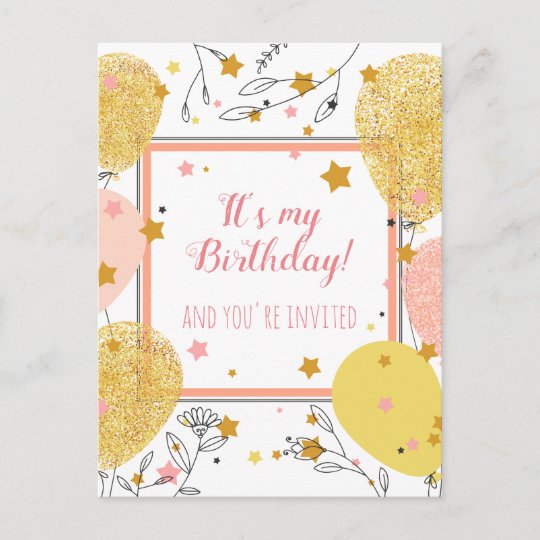 custom cute birthday party invitation postcard | Zazzle.com