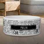 Custom Cute Black and White Cats And Kittens Pet Bowl<br><div class="desc">Personalize with your pet's name to create the purrfect gift for your cat. Created by Julie Nicholls©.</div>
