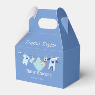 Custom Cute Blue Boy Clothesline Baby Shower  Favor Boxes