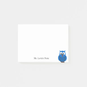 Custom Cute Blue Owl Cartoon Post-it Note