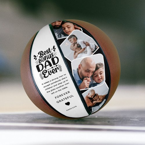 Custom Cute Bonus Dad 4 Photo  Quote Father Gift Basketball