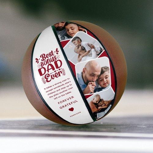 Custom Cute Bonus Dad 4 Photo  Quote Father Gift Basketball
