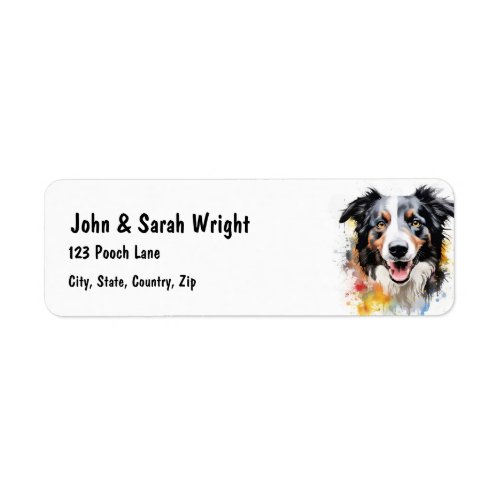 Custom Cute Border Collie Dog Address Label