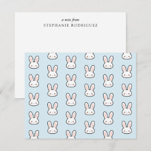 Custom Cute Bunny Face Rabbit Pattern Note Card