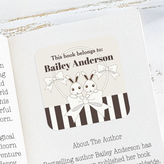 Custom Cute Bunny Kids Bookplate Labels (Creator Uploaded)