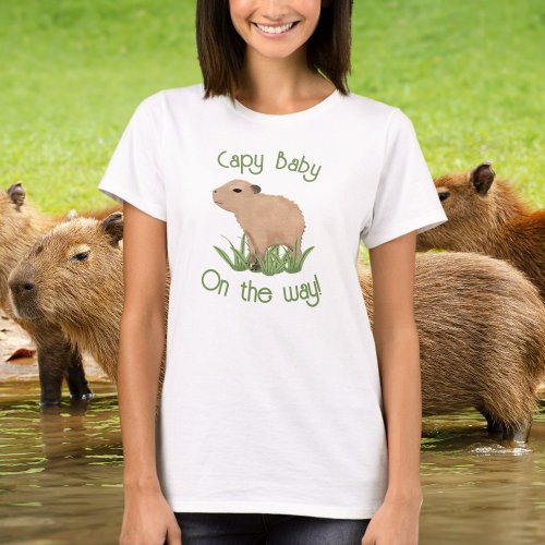 Custom Cute Capybara Capy Baby Mommy To Be  T_Shirt